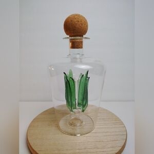 Final Touch Agave Tequila Glass Decanter Clear with Green Glass Agave Plant